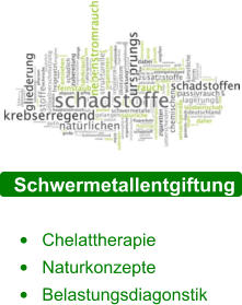 Schwermetallentgiftung  •	Chelattherapie •	Naturkonzepte •	Belastungsdiagonstik