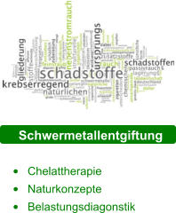 Schwermetallentgiftung  •	Chelattherapie •	Naturkonzepte •	Belastungsdiagonstik